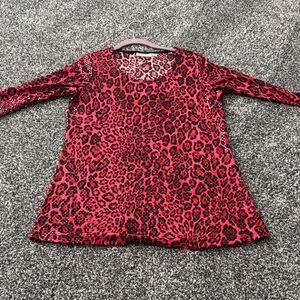 Susan Graver Red Leopard Print Top